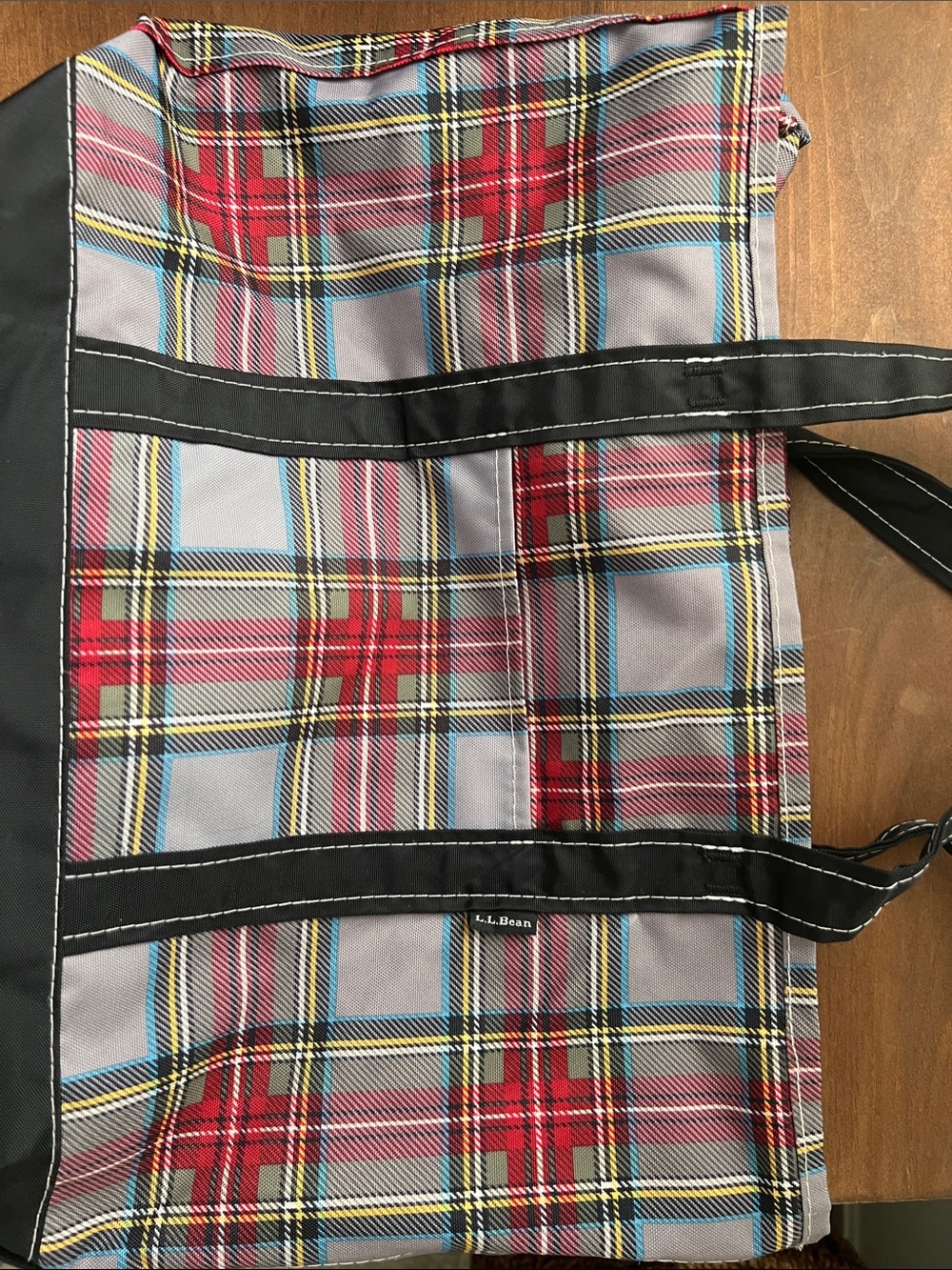 L.L. Bean Red, Gray and Black Plaid Tote Bag
